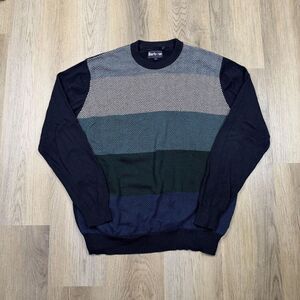 Barbour Sweater Mens XL Multicolor Herringbone Crewneck Cashmere Knit Pullover